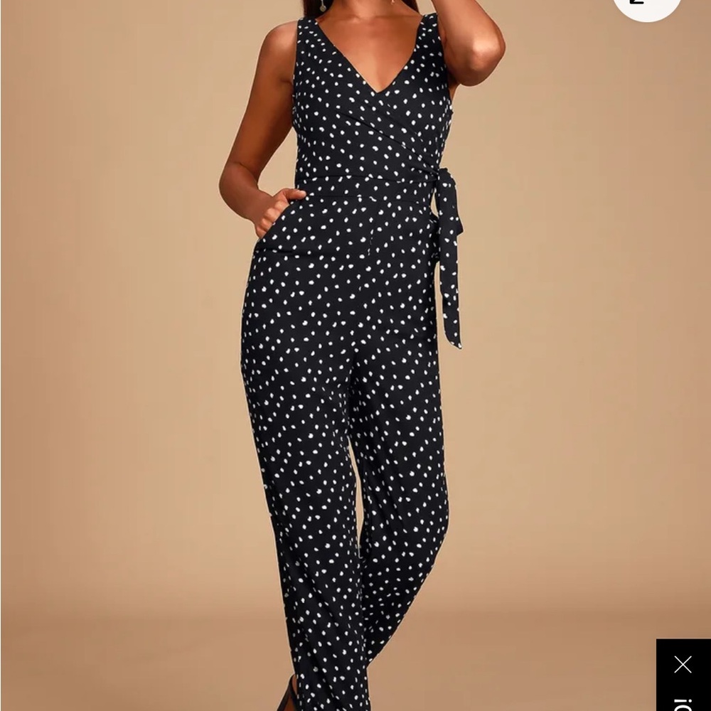 Lulus Aislinn Black Polka Dot Sleeveless Jumpsuit